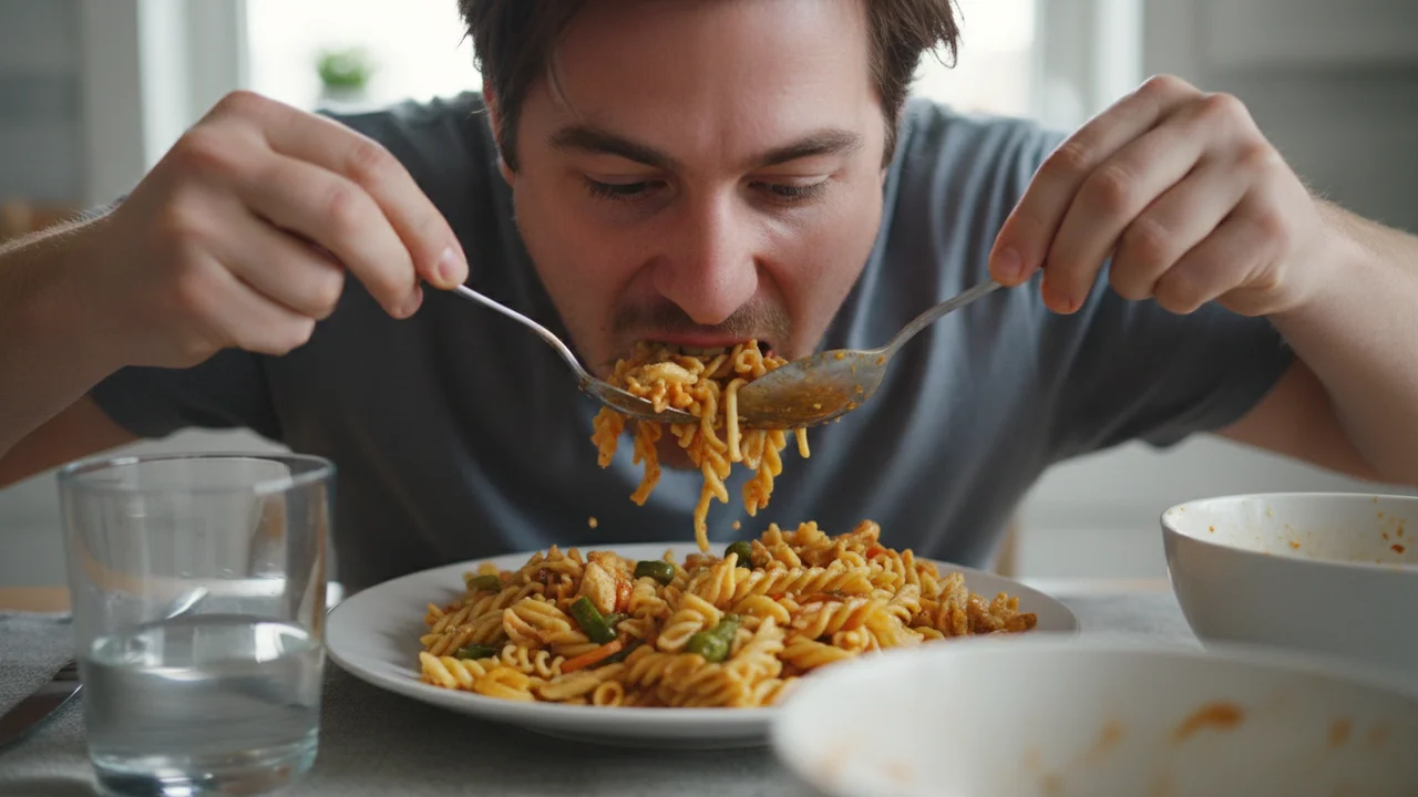 Image do post Comer rápido demais pode prejudicar sua digestão e favorecer o ganho de peso